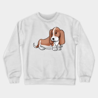 Dog - Basset Hound - White and Tan Crewneck Sweatshirt